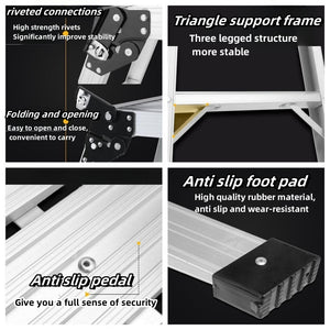 Aluminum Step Ladder Heavy Duty Foldable Aluminum Platform 330 Lbs Capacity