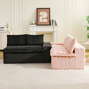 Multifunctional Sofa Pink Black, Fits 4 People