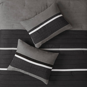 7 Piece Faux Suede Comforter Set Black California King