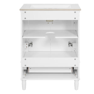 Bathroom Vanity With Ornate French Cylinder Legs, Soft Close Drawer