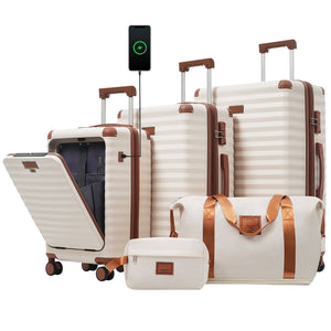 Deluxe 5-Piece Hard-Side Luggage Set with USB and TSA Security
