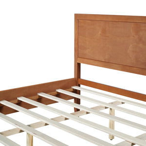 Queen Size Wood Platform Bed Frame with Classic Panel Headboard