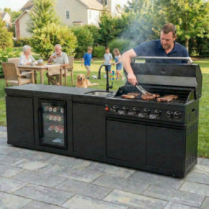 6-Burner 85000 BTU Deluxe Stainless Steel Propane Gas Outdoor Kitchen Grill