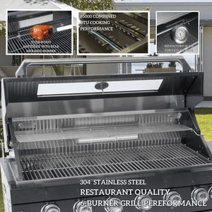 108-Inch 6-Burner Deluxe Outdoor Kitchen Grill
