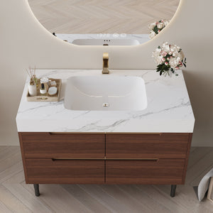 35.4" Farmhouse Free-standing Sintered Stone Bathroom Vanity with Undermount Sink