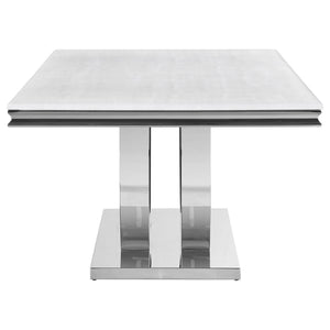 Allessandra - Rectangular U-Shaped Base Dining Table - White / Silver