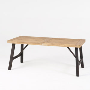 Outdoor Weather Resistant Dining Table With Slat Panel Design