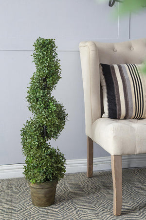 7.5x7.5x35" 3 Foot Tall Artificial Spiral Boxwood Tree