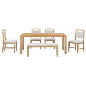 Extendable Dining Table Set With 4 Upholstered Chairs And 1 Bench