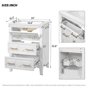 Bathroom Vanity With Sink, Free Standing 3 Drawer Storage Cabinet