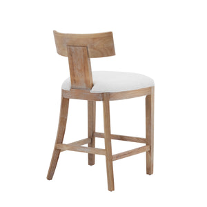 27" Upholstered Counter Stools Set of 2 with Solid Rubber Wood Frame