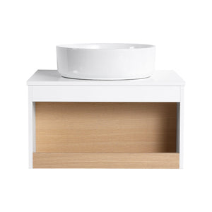 Floating Bathroom Vanity With Glossy Round Vessel Sink