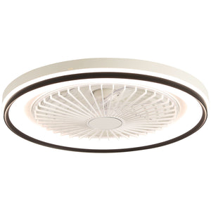 RGB Dimmable LED Bladeless Ceiling Fan with Remote Control, Flush Mount - White