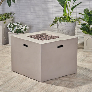 Outdoor Patio Square Gas Burning Concrete Fire Pit 40,000 BTU