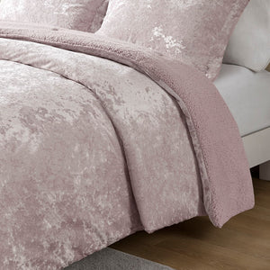 King/Cal King Crushed Velvet Sherpa Reversible Comforter Set