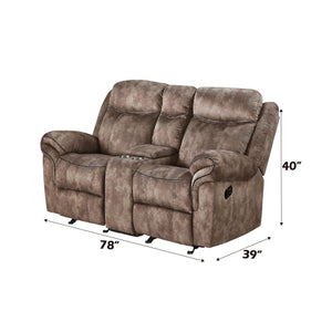 Zubaida Two Tone Recliner Loveseat with USB Port Console