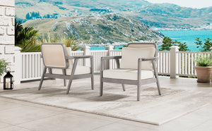 (Set of 2) Outdoor Acacia Wood Patio Club Chairs with Cushions