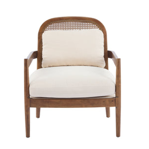 Elliston Rattan Backrest Solid Wood Accent Chair with Cushions - Set of 2