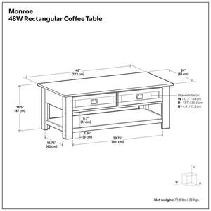 Monroe - Rectangular Coffee Table With Drawers - Brown