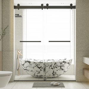 56-60"W x 76"H Frameless Double Sliding Soft-Close Shower Door