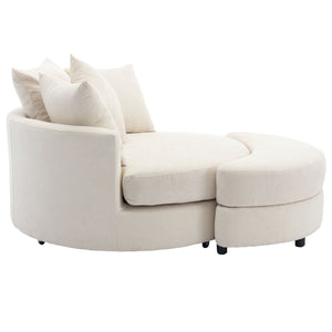 360° Swivel Accent Barrel Chair With Storage Ottoman & 4 Pillows, Modern Leisure Chair Round Accent For Living Room
