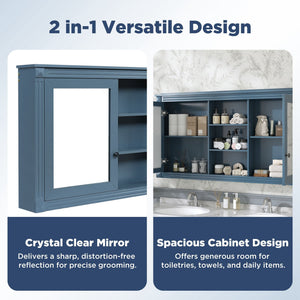 Modern Wall-Mount 2 In 1 Mirror Cabinet With Adjustable Shelves, Soft-Closing Hinges