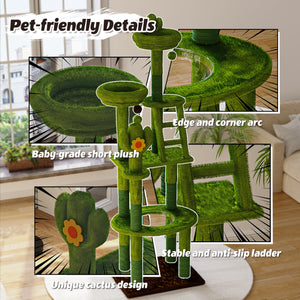 72in Cactus Cat Tree Tall Cat Tower for Indoor Cats