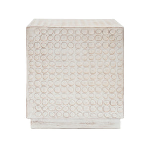 Chic Modern MGO Cube Side Table with Fluted Design - Antique Brown