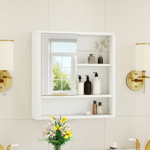 Modern Bathroom Mirror Cabinet with Open Shelves