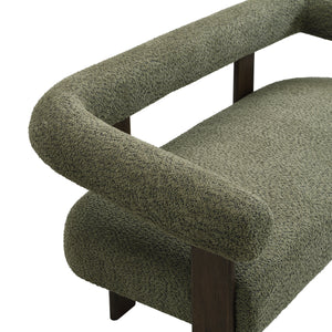 Round Armrest Loveseat (Green + Brown)