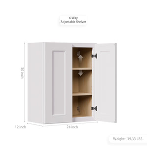 White Shaker Solid Wood Wall Cabinet with Soft-Close Doors