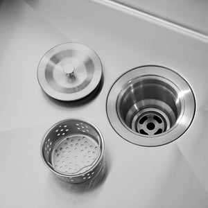 Stainless Steel Kitchen Sink, 33"x22" Single Bowl, Overmount Handmade Sink in Brushed