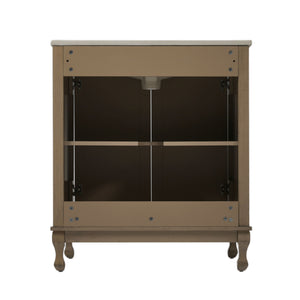 Vintage Bathroom Vanity With Ceramic Sink, Adjustable Shelves