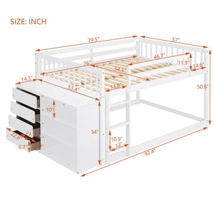 Bunk Bed With 4 Drawers and 3 Shelves