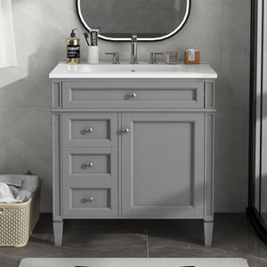 Bathroom Vanity With 2 Drawers and Tip-Out Storage Cabinet