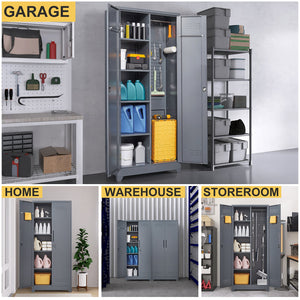 Gray And Metal Storage Cabinet