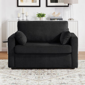 Sleeper Sofa With Foldable Mattress, USB Ports, Side Table & Storage Pocket