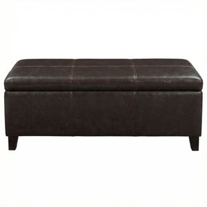 Rectangle Storage Ottoman Bench For Living Room - Brown
