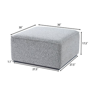 Square Upholstered Ottoman with Black-and-White Fabric