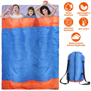 3 People Sleeping Bag for Adult Kids Lightweight Water Resistant Camping Cotton Liner Cold Warm Weather Indoor Outdoor Use 3 Season with Sack for Spri