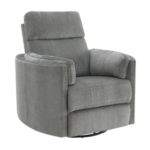 Sagen Charcoal Chenille Glider Recliner with Swivel