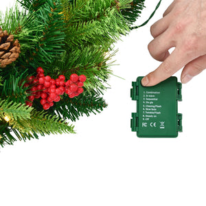 24-Inch Pre-Lit Artificial Christmas Wreath