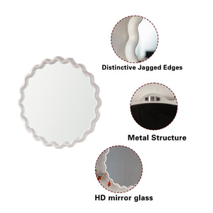 White Scalloped Round Wall Mirror