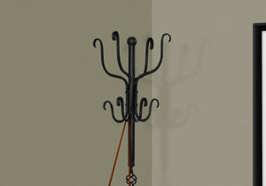 Coat Rack Hall Tree, Free Standing, 8 Hooks, Entryway, Transitional - Black