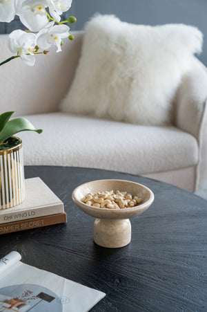 7x7x4" Round Marble Pedestal Fruit Bowl
