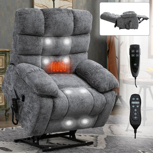 Lift Recliner Chair Heat Massage Dual Motor Infinite Position