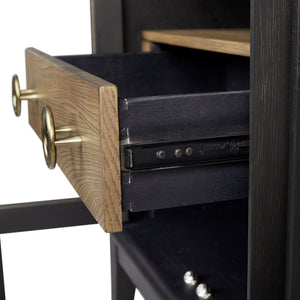 Glass Door Nightstand - Black