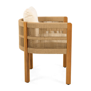 Outdoor Dining Set with Acacia Wood Table and 4 Chairs, Beige