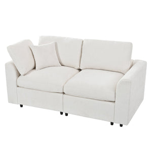 U-Style 4-Piece Sofa Set, 2 Accent Chairs + Loveseat + Movable Ottoman