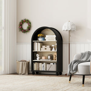 Arched 4-Tier Storage Cabinet with Carved Edges